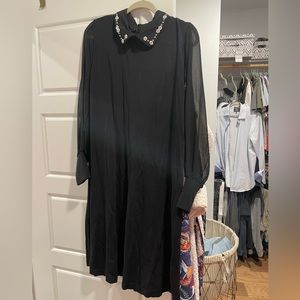 NWT- Black sweater dress with embellished collar -1x